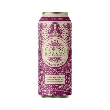 Corpse Reviver Prickly Pear Electrolyte Hydration Drink – Sparkling Water, Non-Alcoholic, 16 fl oz Cans, Single