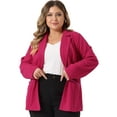 thumbnail image 2 of DARING DIVA Women's Plus Button Down Notched Lapel Office Jackets Blazer Hot Pink 3X, 2 of 6