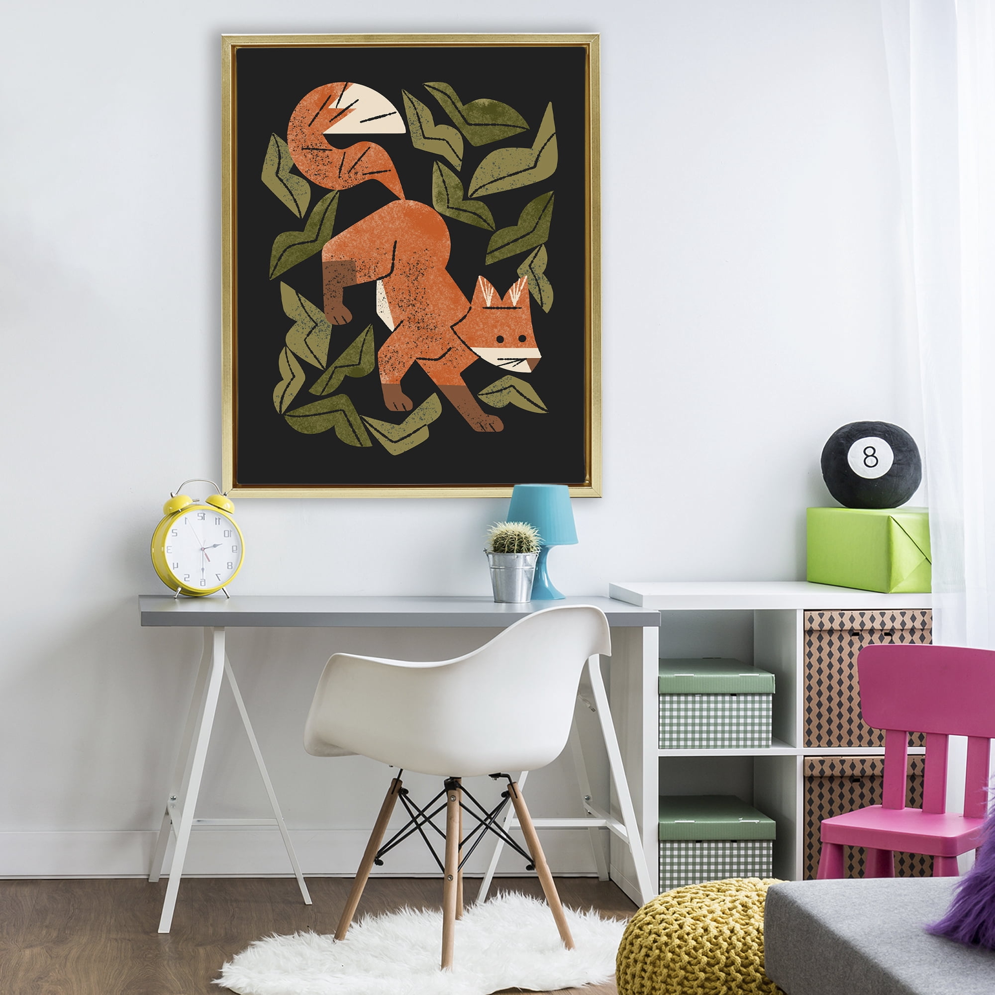 Stupell Industries Fox In The Brush Gold Framed Floater Canvas Wall Art, design by Renea L. Thull