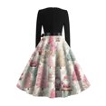 thumbnail image 6 of Women's Casual Fashion Long Sleeve Christmas Graphic Printed Vintage Dress with V Neck for Retro Style and Holiday Parties, Ideal for Women's Casual Wear,Purple Pink,L, 6 of 6