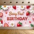 thumbnail image 7 of Strawberry Theme Banner Daisy Decoration Heart Design Birthday Party Backdrop for Kids First Birthday Celebration, 7 of 7