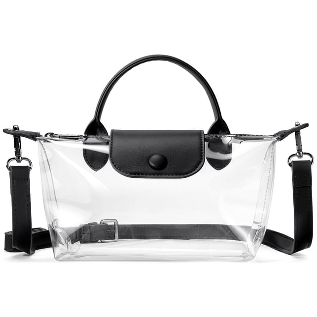 Bolsa transparente con diseño de bandolera pequeña aprobada por BOSTANTEN Stadium, color negro