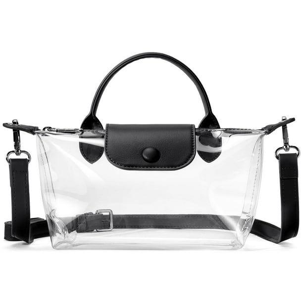 Bolsa transparente con diseño de bandolera pequeña aprobada por BOSTANTEN Stadium, color negro