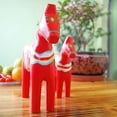 thumbnail image 6 of BIMZUC 1 Pair Wooden Swedish Dala Horse Statue Dalecarlian Figurine for Home Table Ornaments Decoration Wedding Gift Red Large 9.3in and Small 7.3in, 6 of 8