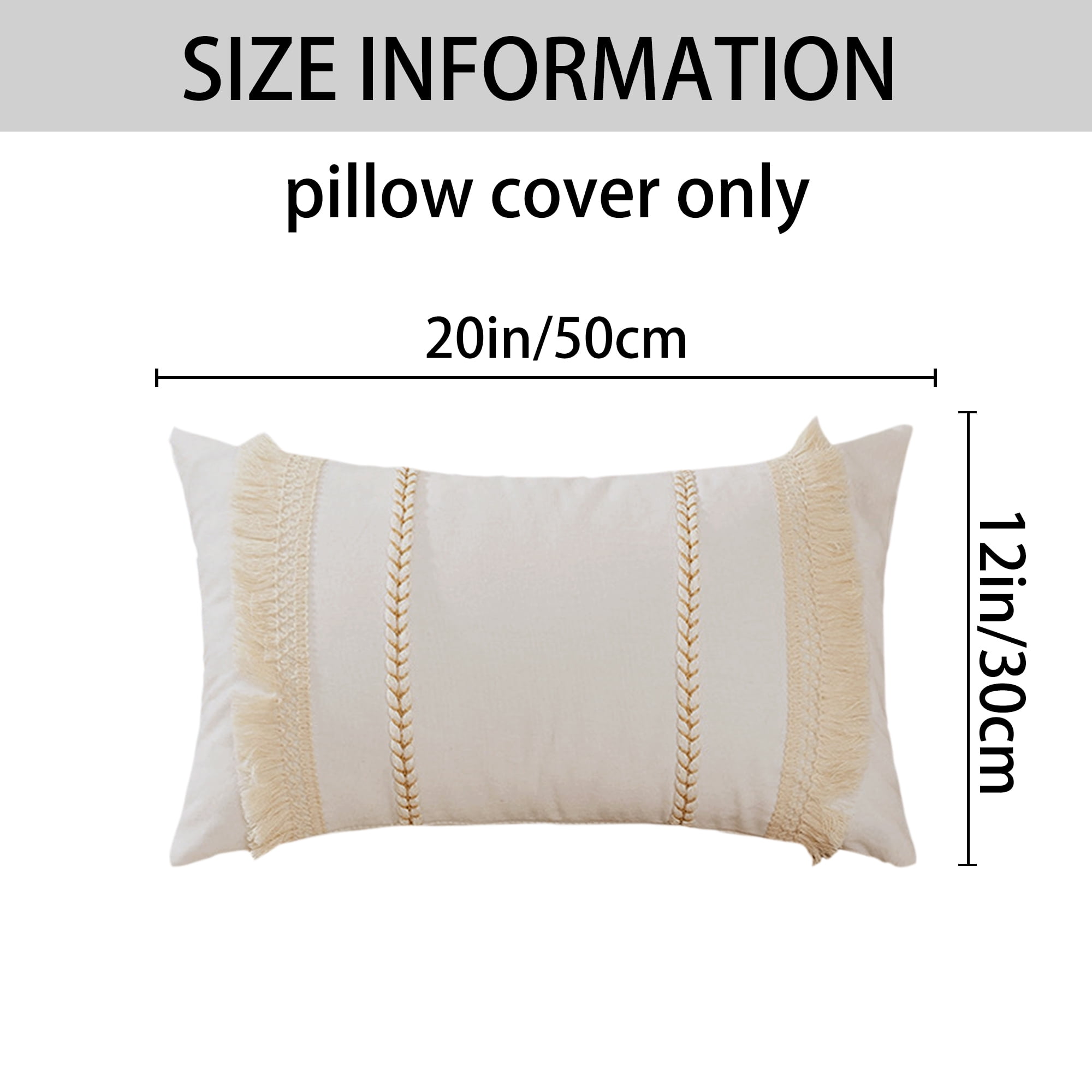 Unique Bargains 4 Pcs Boho Modern Textured Pillow Cover White/Yellow 12" x 20"