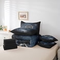 thumbnail image 4 of Nautical Rudder Bed Set in a Bag 7 Pcs,Retro Navy Black Spider Web Trippy Bedding Set,Navigation Ocean Adventure Theme Psychedelic Comforter with Fitted,Flat Sheet,Pillowcase,Pillow Covers,Queen, 4 of 5