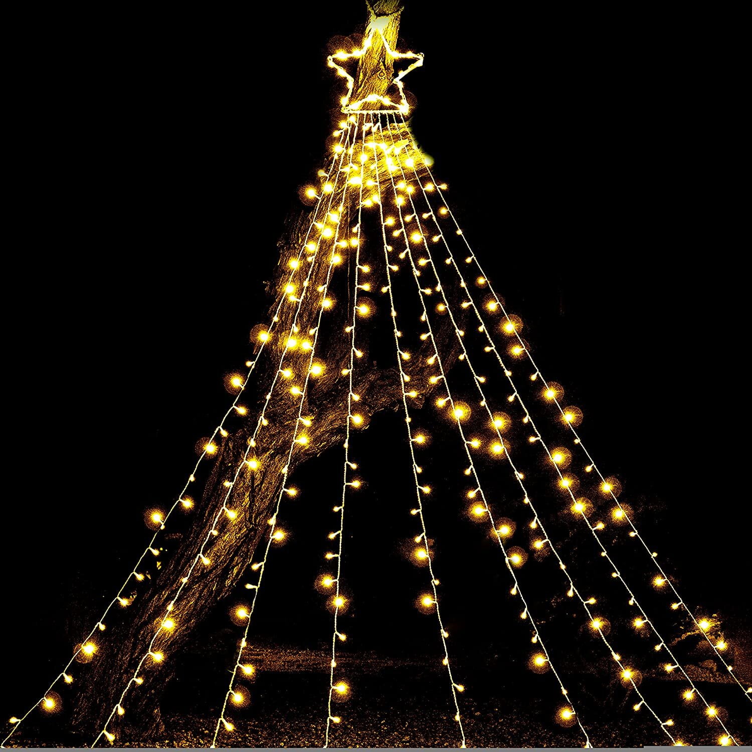 Sakiyr Christmas Outdoor Star String Lights, 11.5FT 335 LEDs Lighted