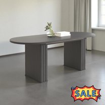 Tcbosik Extendable Dining Table, Oval Modern Kitchen Table with Base, Space Saving Expandable Table for Living Room, Black