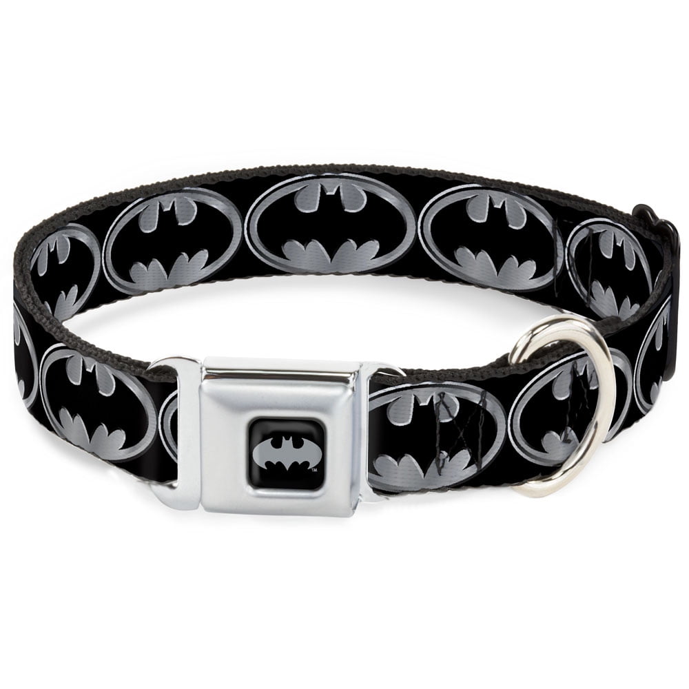 Dog Collar BMABatman Black Silver Batman Shield Black Silver Large