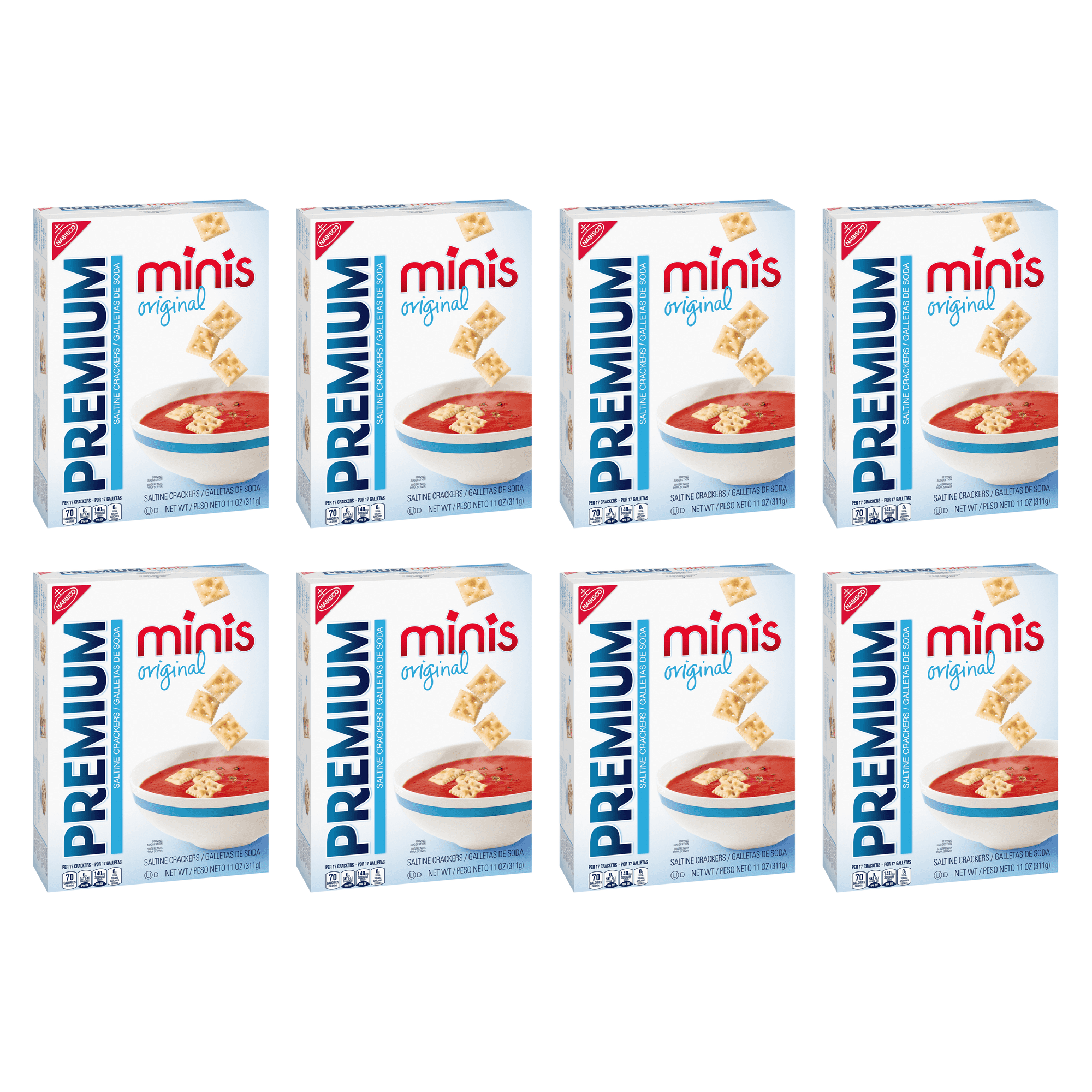 Premium Original Mini Saltine Crackers, 11 oz (Pack of 8)