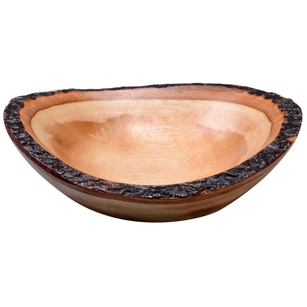 Handmade Oval Mango Wood Decorative Bowl in Natural