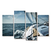 Elephant Stock Sailboat Adventure Wall Art - Horizontal Multi Panel Canvas - Living Room Wall Decor - Transportation Multi Panel - Blue And Beige Decor - 36" x 22"