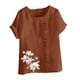 thumbnail image 4 of Vestidos Casuales Para Mujer, Blusas De Mujer De Moda Blusa informal de lino con cuello redondo, manga corta y botones para mujer, 4 of 4