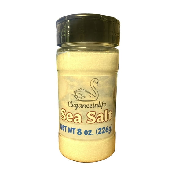 Eleganceinlife Sea Salt - Net WT 8 oz. (226g) Packed in the USA, Gluten-Free, Vegan, Kosher