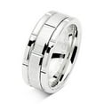 thumbnail image 3 of Tungsten Rings for Men Wedding Band White Gold Brick Pattern Rhodium Plated Size 6-16 (Tungsten, 11.5), 3 of 7