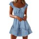 thumbnail image 1 of Vestido HUOGUO de manga corta de verano con estampado floral vintage para mujer, 1 of 5