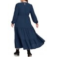thumbnail image 2 of Women Plus Size Fall Dresses Long Sleeve V Neck Dress Maxi Casual Flowy Tiered 2026 Dress with Pockets, 2 of 5