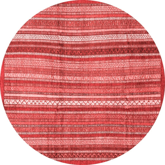 Ahgly Company Indoor Round Abstract Red Modern Area Rugs, 4' Round