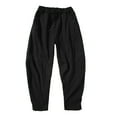 thumbnail image 5 of Men's Casual Pants Men's Drawstring Solid Mid Waist Loose Fit Casual Trousers Elastic Waist Pants Black M, 5 of 6