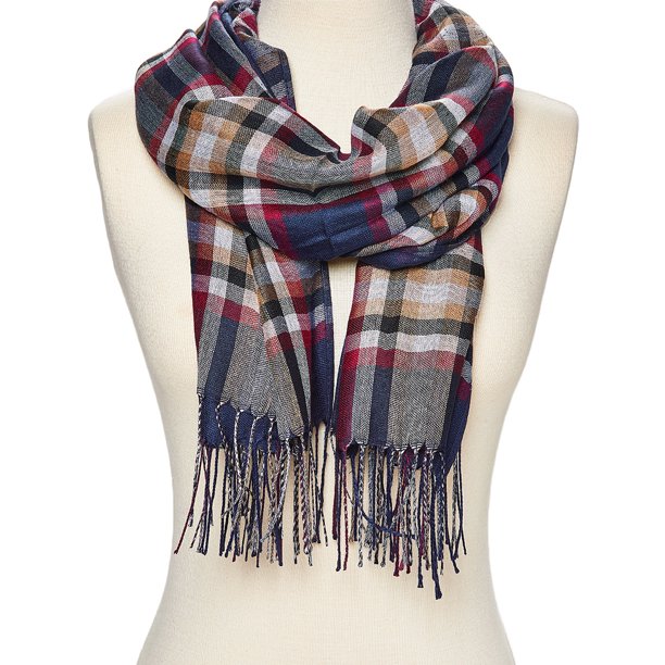 Oussum Royal Blue Scarfs for Women Plaid Winter Fashion Scarfs for