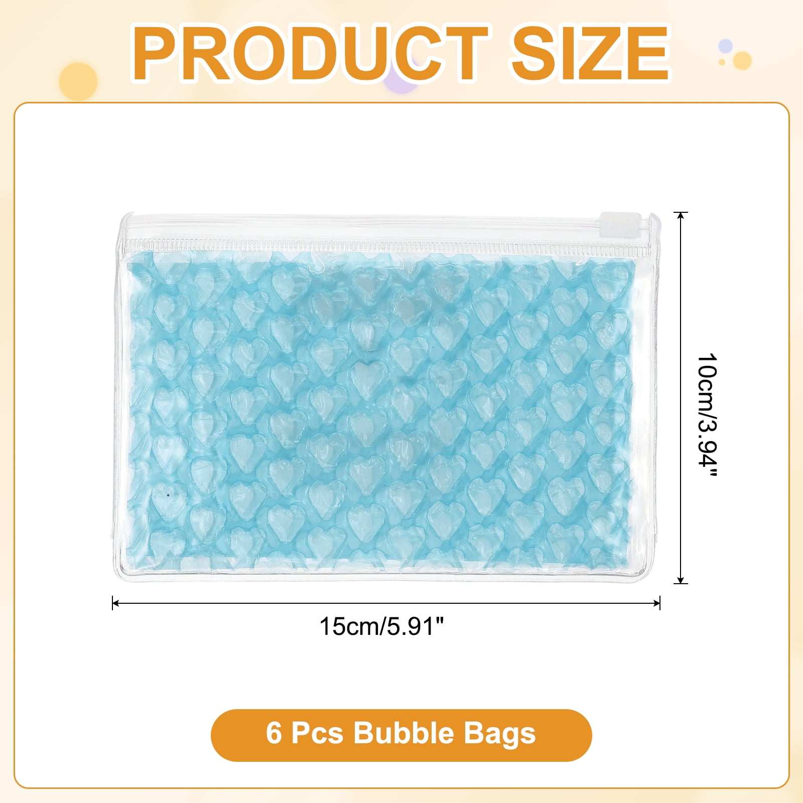 Uxcell Clear Bubble Bags, (9 x 6 Inch, Sky Blue) (6 Pcs), Lightweight Economic Heart Bubble Wrapping Pouches Zipper Packing Cushioning Bag, Suit for - Mailing Shipping/Packaging/Storage