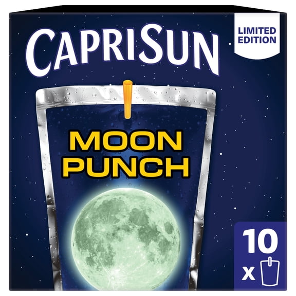 Capri Sun Moon Punch Flavored with Other Natural Flavor Juice Drink Blend, 10 Pouches, for School Lunches and On-the-Go Hydration, Wild Cherry, All Natural Ingredients, 6 fl oz