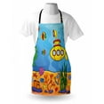 thumbnail image 3 of Yellow Submarine Apron Underwater Theme with Submarine Seahorse Starfish and Fish Print, Unisex Kitchen Bib Apron with Adjustable Neck for Cooking Baking Gardening, Marigold and Aqua, by Ambesonne, 3 of 3