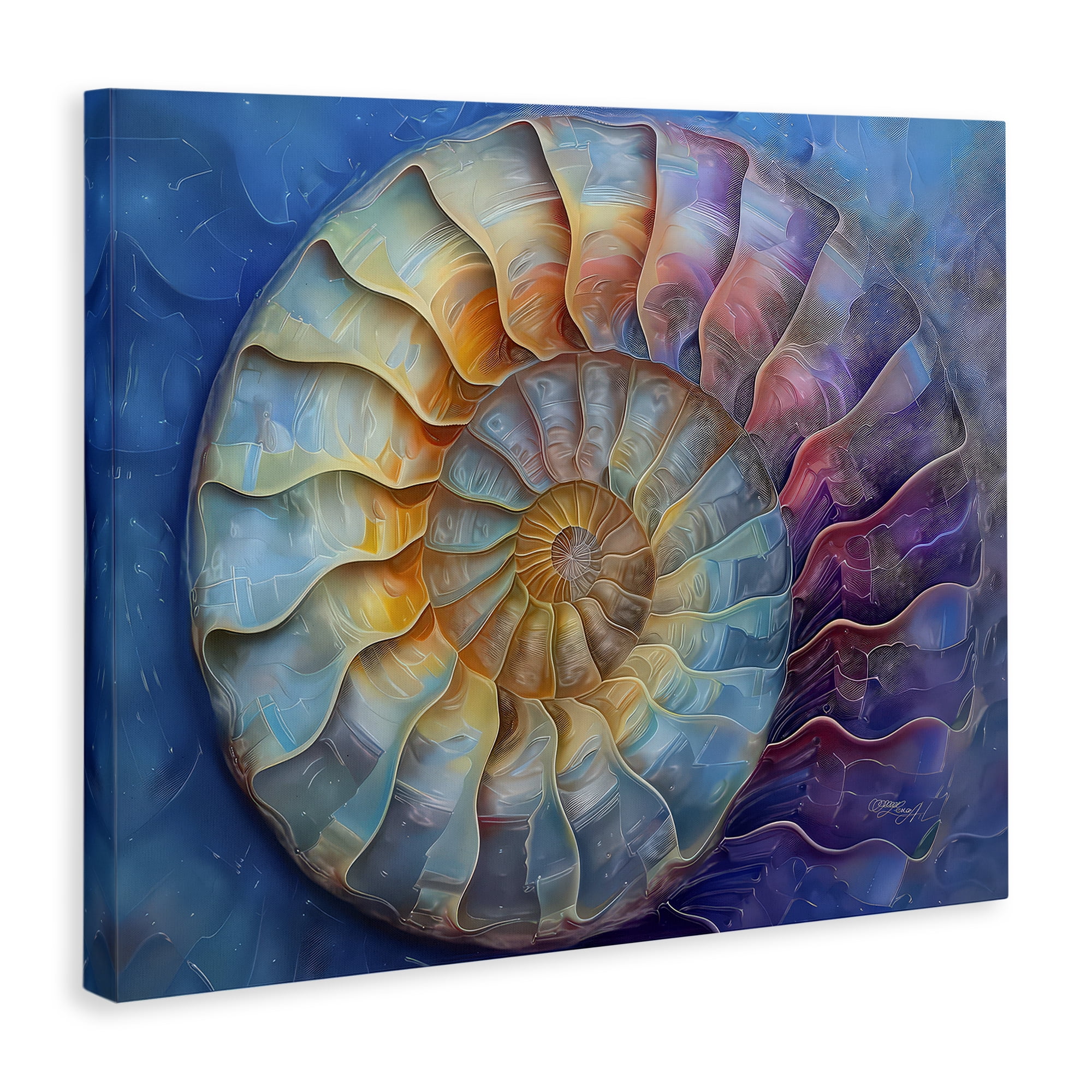 Stupell Industries Maritime Nautilus Spiral Animals Painting Wrapped Canvas Art Print Wall Art, 40 x 30