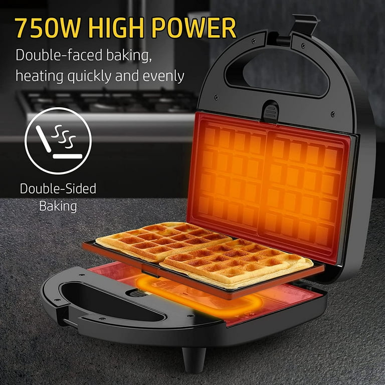 OSTBA 3 in 1 Sandwich Maker Panini Press Waffle Iron Set with 3 Removable  Non-Stick Plates, 750W Toaster Perfect for Sandwiches Grilled Cheese Steak,  Black 