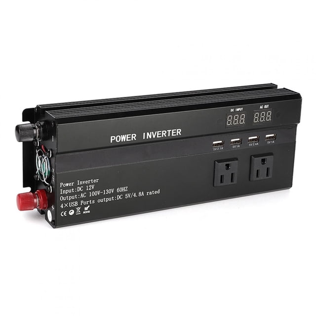Inversor híbrido, 900W DC 12V a AC 110V Convertidor de inversor de Corriente para automóvil Adaptador de Cargador USB con Pantalla LCD Ecomeon no