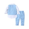thumbnail image 2 of Eandarui Baby Boys Toddler Party Suit Long Sleeve Bowtie Lapel Dress Shirt Pant Vest Formal Outfit Blue 80, 2 of 7