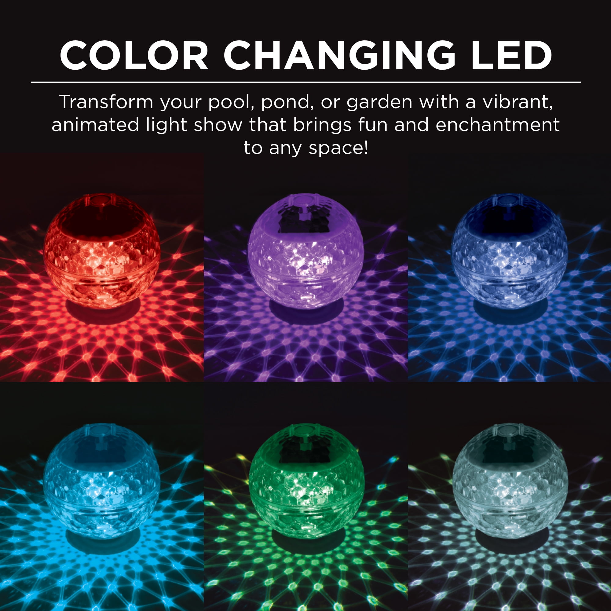 Merkury Innovations HGLO Floating LED Prism Pool Light with Color-Changing Light Show