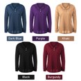 thumbnail image 3 of Camiseta casual para mujer, botón, sólido, cuello redondo, manga larga, otoño, blusa, blusa Abanopi Aqua/Pequeña, 3 of 7