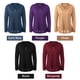thumbnail image 3 of Camiseta casual para mujer, botón, sólido, cuello redondo, manga larga, otoño, blusa, blusa Abanopi Negro/3X-grande, 3 of 7