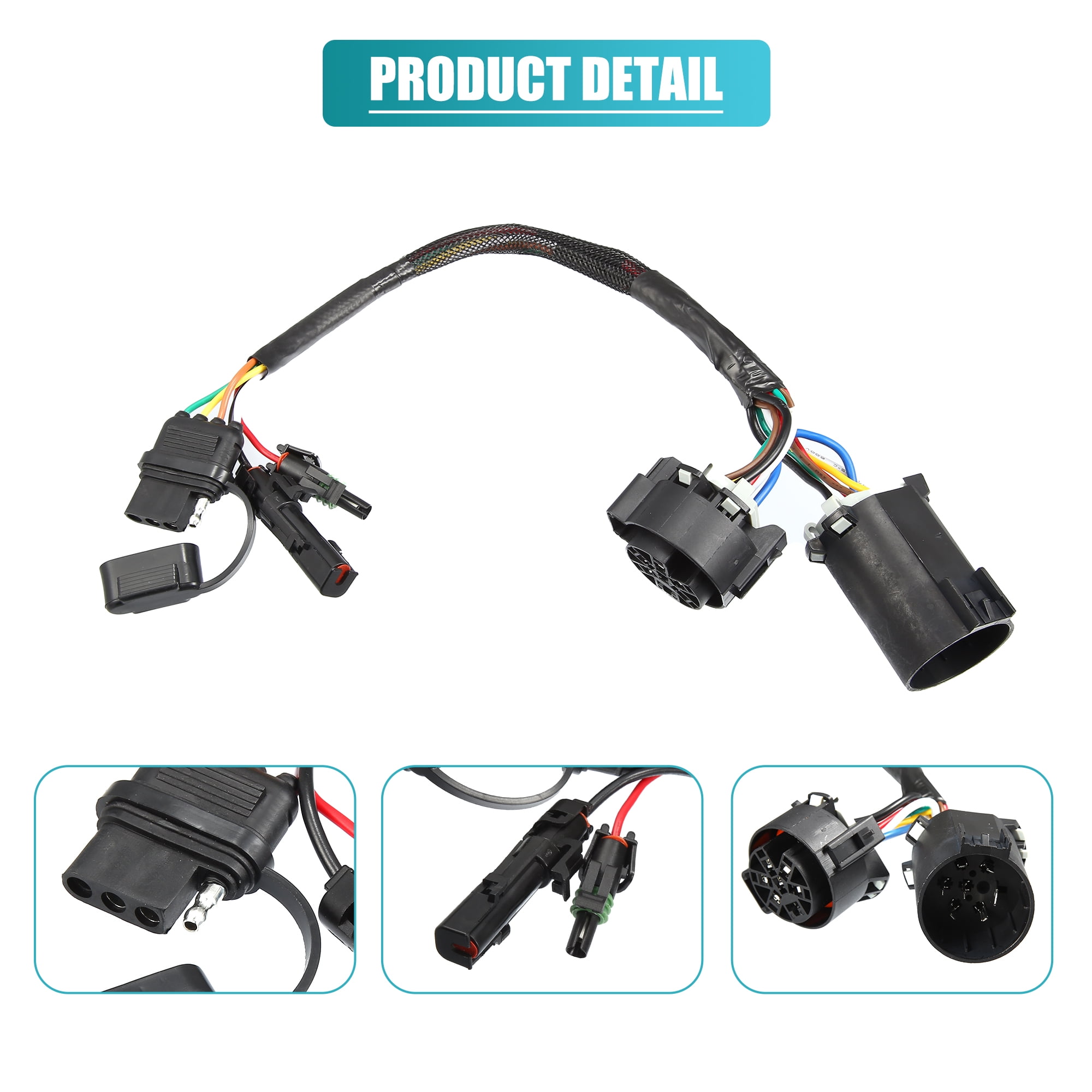 Unique Bargains 7 Pin to 4 Way Trailer Harness for Jeep Wrangler JK 2009-2019