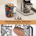 thumbnail image 5 of Coffee Pod Holder with Wooden Base, Black Iron K Cup Holder, Metal Wire Basket K Cup Organizer with Handle for Counter for Kitchen, Coffee Bar, 5 of 11