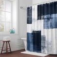 thumbnail image 5 of Navy Blue Black Fabric Shower Curtain Modern Abstract Art Washable Shower Curtains for Bathroom, Waterproof Bath Curtain with Hooks Home Decor 72x84in, 5 of 8