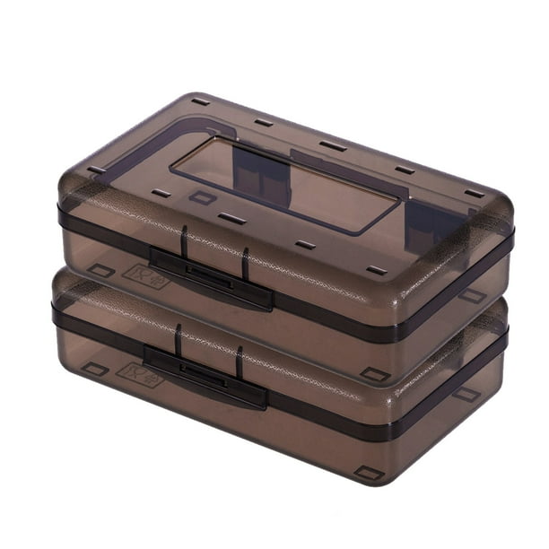 Cajas de lápices de plástico transparente de gran capacidad (2 unidades) con tapa hermética, organizador apilable para útiles escolares, materiales de arte y papelería de oficina. Aestivo |