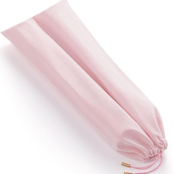 Pink Velvet Mahjong Rack Storage Bag, Dual‑Compartment Drawstring Pouch for 4 Mahjong Racks and Pushers, Mahjong Accessories Organizer Protective Sleeve