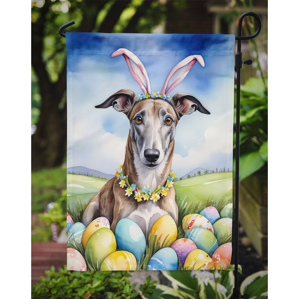 Greyhound Easter Egg Hunt Garden Flag 11.25 in x 15.5 in