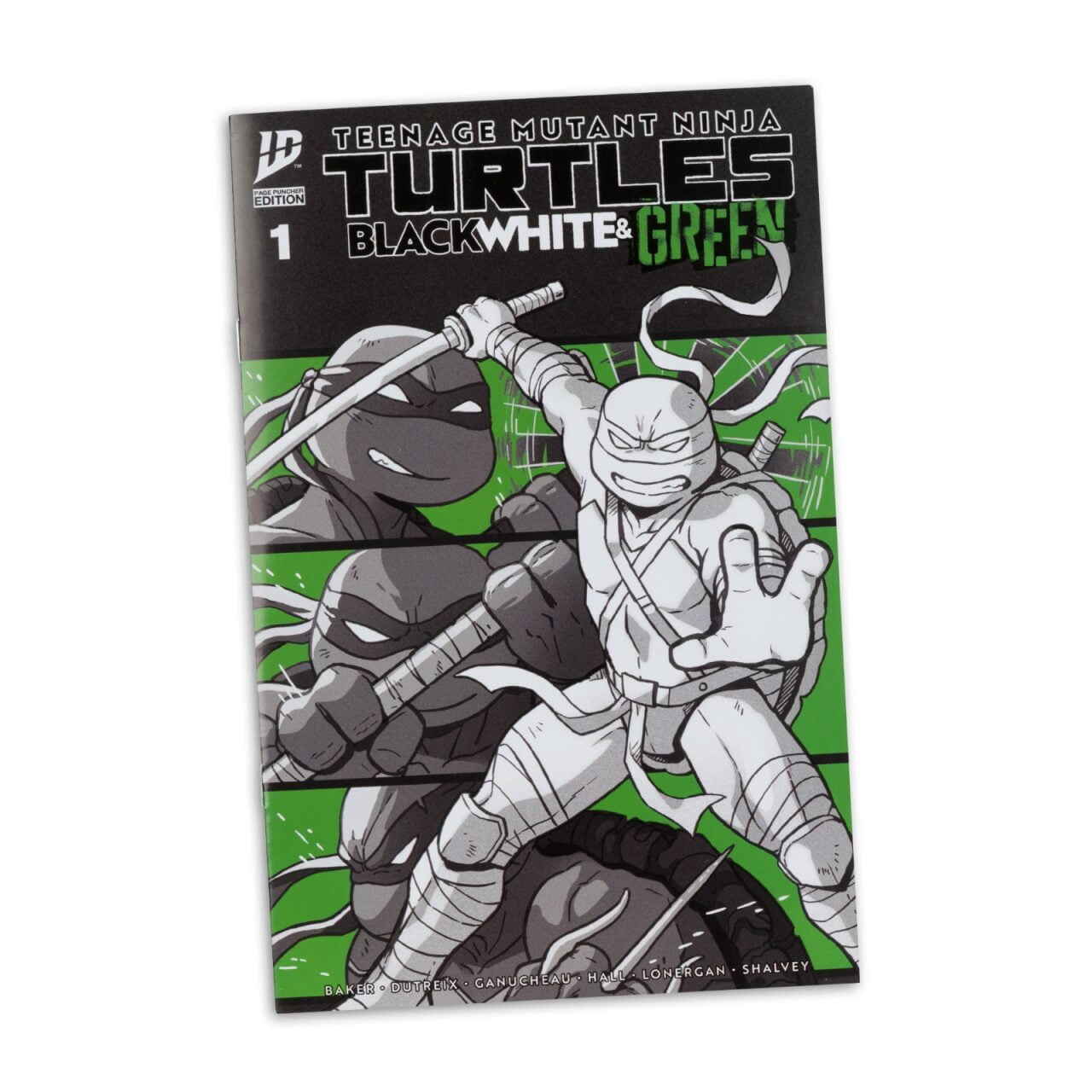 Teenage Mutant Ninja Turtles (Page Punchers) Leonardo (Black, White & Green) 5" Action Figure w/Comic - McFarlane Toys