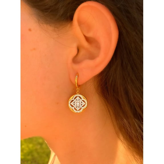 Sparkle Jewels Round Cut Blue Sapphire Huggie Hoop Women's Earrings 14K White Gold Plated