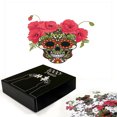 Ambesonne Skull Flower Jigsaw Puzzle Durable Cardboard, Folk Ethnic