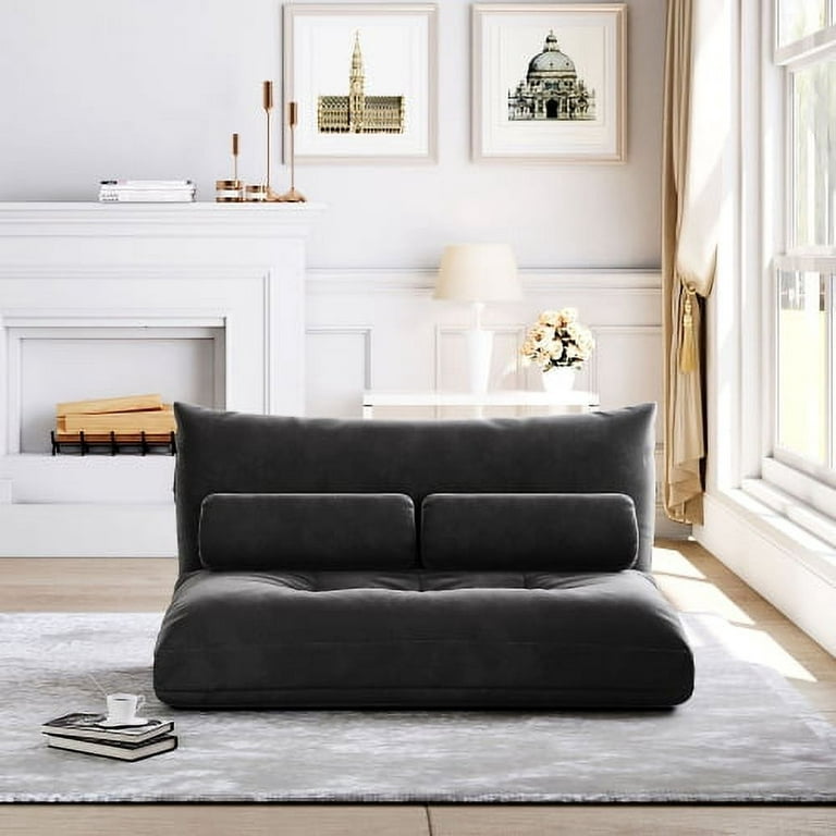 Futon Sofa Bed Memory Foam Couch Sleeper Daybed Foldable Convertible  Loveseat Black