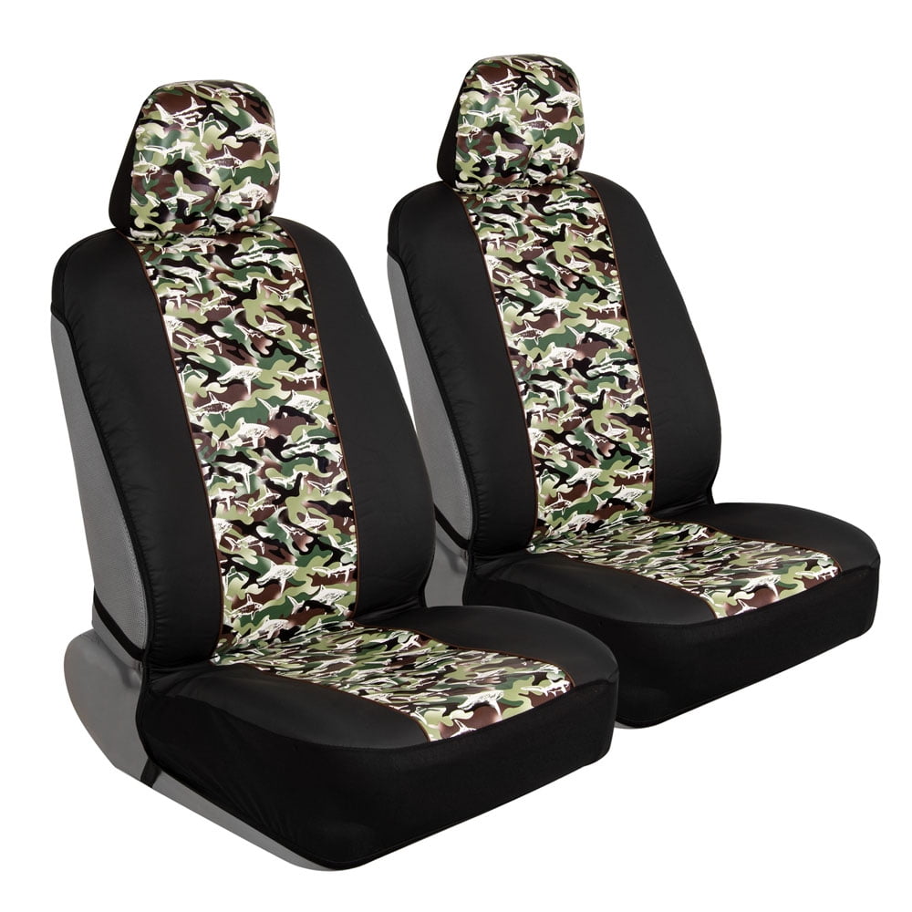 Jungle Camo SUV Front Rear Rubber Mats & Synthetic Leather Seat Covers BK-BK 