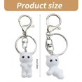 thumbnail image 3 of Cat Shaped Keyring Cartoon Animal Bag Pendant Flocking Keychain Soft Phone Charm Women Girls Backpack Key Decoration White, 3 of 4