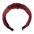 thumbnail image 1 of Diadema con nudo de satén, diadema para mujer, rojo vino, 1,2 pulgadas de ancho, 1 of 7