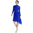 thumbnail image 2 of Aiihoo Women's Sparkly Lyrical Dance Dress Long Sleeve Mesh Tulle Dance Dress Contemporary Dancewear Royal Blue XL, 2 of 7