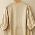 thumbnail image 6 of Annhoo Linen Shirts for Women Summer Spring Solid Color Crewneck Button Down Long Sleeve Tops Beach Clothes, 6 of 9