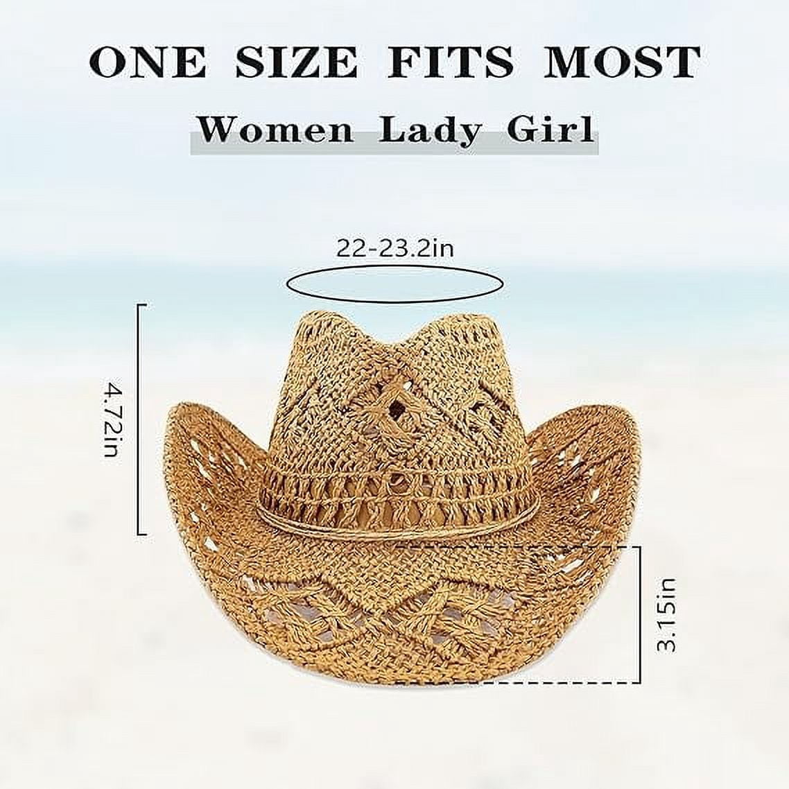 Women Straw Wide Brim Cowboy Hats, Western Cowgirl Hat for  display picture 1